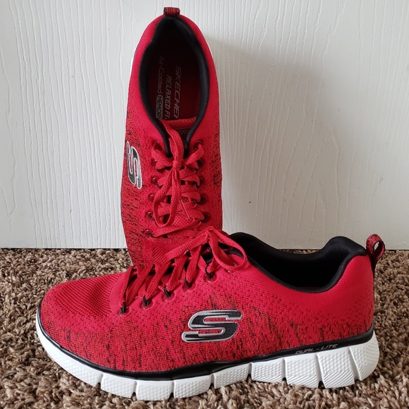 skechers memory foam mens red